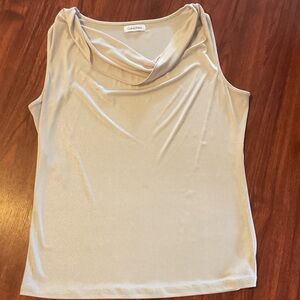 Calvin Klein Women's Elegant Cream sparkle sleeveless Top